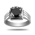 2.5 Ct Round Black Diamond Ring in 925 Sterling Silver - ZeeDiamonds