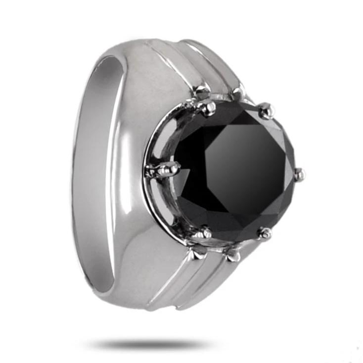 3 Ct Round Black Diamond Ring in 925 Sterling Silver - ZeeDiamonds