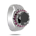 3 Ct AAA Quality Black Diamond Designer Accents Ring - ZeeDiamonds