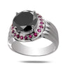 3 Ct AAA Quality Black Diamond Designer Accents Ring - ZeeDiamonds