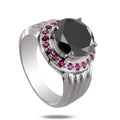 3 Ct AAA Quality Black Diamond Designer Accents Ring - ZeeDiamonds