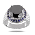 4 ct Black Diamond Engagement Ring With Gemstone Accents, Great Design - ZeeDiamonds