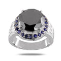 4-5 Ct Black Diamond Solitaire Designer Ring with Gemstone Accents - ZeeDiamonds