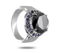 4 ct Black Diamond Engagement Ring With Gemstone Accents, Great Design - ZeeDiamonds