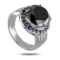 4-5 Ct Black Diamond Solitaire Designer Ring with Gemstone Accents - ZeeDiamonds