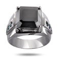 4 Ct Black Diamond Solitaire Ring with Gemstone Accents - ZeeDiamonds