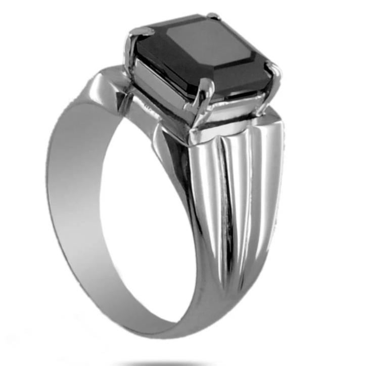 4 Ct Radiant Cut Black Diamond Ring in 925 Sterling Silver - ZeeDiamonds