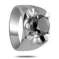1 Ct Round Black Diamond Ring in 925 Sterling Silver - ZeeDiamonds