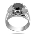1 Ct Round Black Diamond Ring in 925 Sterling Silver - ZeeDiamonds
