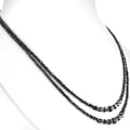 Two Row 3mm-8mm Black Diamond Necklace with Silver Beads - ZeeDiamonds