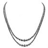Two Row 3mm-8mm Black Diamond Necklace with Silver Beads - ZeeDiamonds