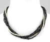 Five Row Rough Black Diamond & Freshwater Pearl Necklace - ZeeDiamonds