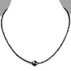 2 mm AAA Quality Certified Black Diamond Beaded Necklace with 8 mm Center Bead