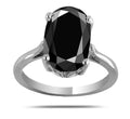 3.85 Carats Oval Shape Black Diamond Ring In Sterling Silver - ZeeDiamonds