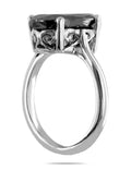 3.85 Carats Oval Shape Black Diamond Ring In Sterling Silver - ZeeDiamonds