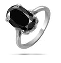 3.85 Carats Oval Shape Black Diamond Ring In Sterling Silver - ZeeDiamonds