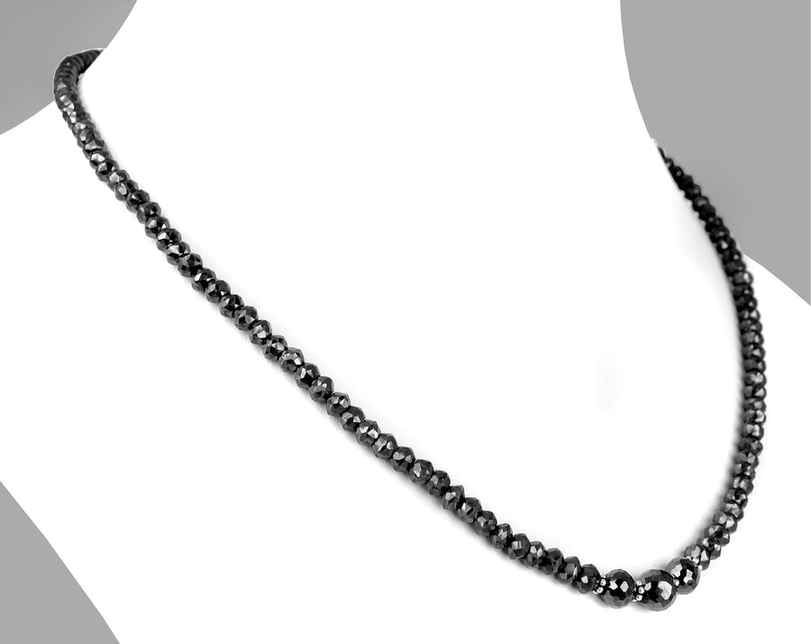 5-8 mm Black Diamond Necklace, AAA Certified. Earth Mined - ZeeDiamonds