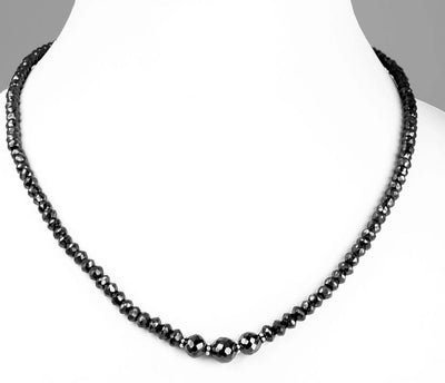 7 mm-10 mm Black Diamond Necklace, AAA Certified.Great Shine & Brilliance! - ZeeDiamonds