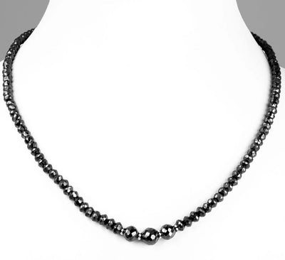 5-8 mm Black Diamond Necklace, AAA Certified. Earth Mined - ZeeDiamonds