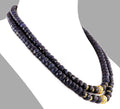 7-8 mm, Blue Sapphire Gemstone Necklace With Gold Plated Beads - ZeeDiamonds