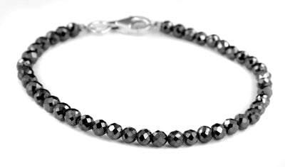 Certified 4 mm Black Diamond Bracelet With Silver Clasp.Earth Mined. AAA Quality - ZeeDiamonds