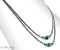 Two Row 2.5 mm Black Diamond Necklace With Emerald Beads - ZeeDiamonds