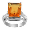 Yellow Citrine Gemstone Unisex Ring With White Diamond Accents - ZeeDiamonds