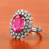 Ruby Gemstone Ring With A Halo Of White Diamonds Accents - ZeeDiamonds