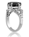 2 ct Certified, Elegant Black Diamond Engagement Ring With Diamond Accents - ZeeDiamonds