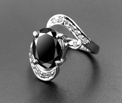 1.50 Ct Certified Black Diamond Ring With Diamond Accents, Latest Design - ZeeDiamonds