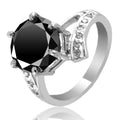 2.5 Carats AAA Certified Black Diamond Solitaire Ring with diamond accents - ZeeDiamonds