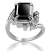 2.50 Ct Certified Designer Black Diamond Ring With White Diamond, Great Shine - ZeeDiamonds