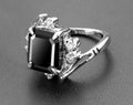 2.50 Ct Certified Designer Black Diamond Ring With White Diamond, Great Shine - ZeeDiamonds