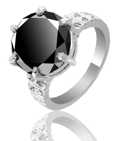 2.50 Ct Certified Black Diamond Solitaire Ring With Accents, Designer Collection - ZeeDiamonds