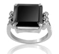 3 Ct Princess Cut Black Diamond Ring With Diamond Accents, Unique Collection - ZeeDiamonds