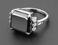 3 Ct Princess Cut Black Diamond Ring With Diamond Accents, Unique Collection - ZeeDiamonds