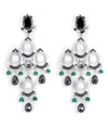 Black Diamond Chandelier Earring in 2 Tone Finish With Emerald Beads - ZeeDiamonds