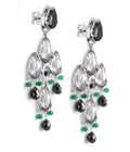 Black Diamond Chandelier Earring in 2 Tone Finish With Emerald Beads - ZeeDiamonds