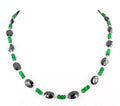 3-4 mm Colombian Emerald and 6-9 mm Black Diamond Fancy Beads Necklace - ZeeDiamonds