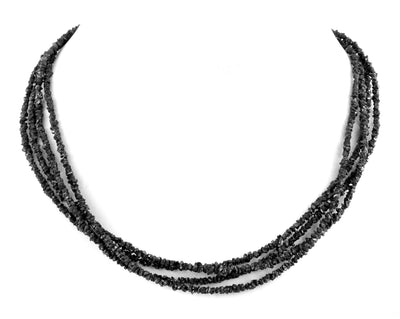 Gorgeous Four Row Rough Black Diamond Necklace - ZeeDiamonds