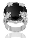 7 Ct Round Black Diamond Designer Ring in 925 Sterling Silver - ZeeDiamonds