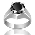 3 Cts AAA Quality Certified Black Diamond Solitaire Unisex Rings, Great Brilliance - ZeeDiamonds