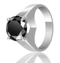 3 Cts AAA Quality Certified Black Diamond Solitaire Unisex Rings, Great Brilliance - ZeeDiamonds