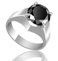 3 Cts AAA Quality Certified Black Diamond Solitaire Unisex Rings, Great Brilliance - ZeeDiamonds