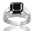 3 Ct Asscher Cut Black Diamond Solitaire Engagement Ring, Elegant Shine - ZeeDiamonds