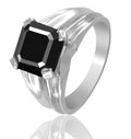 3 Ct Asscher Cut Black Diamond Solitaire Engagement Ring, Elegant Shine - ZeeDiamonds