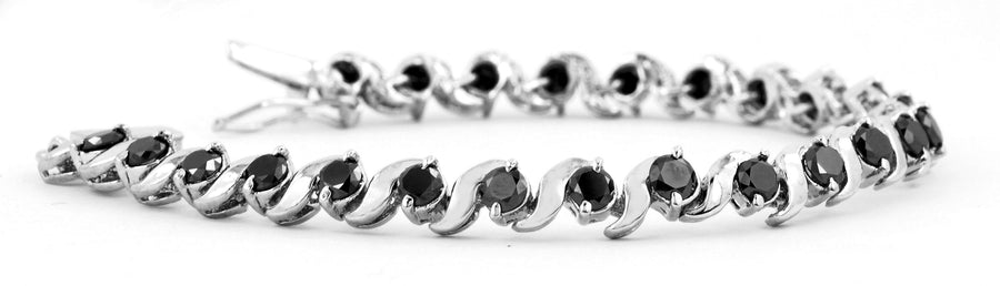 15 Cts Black Diamond Tennis Great Shine Bracelet In Sterling Silver - ZeeDiamonds
