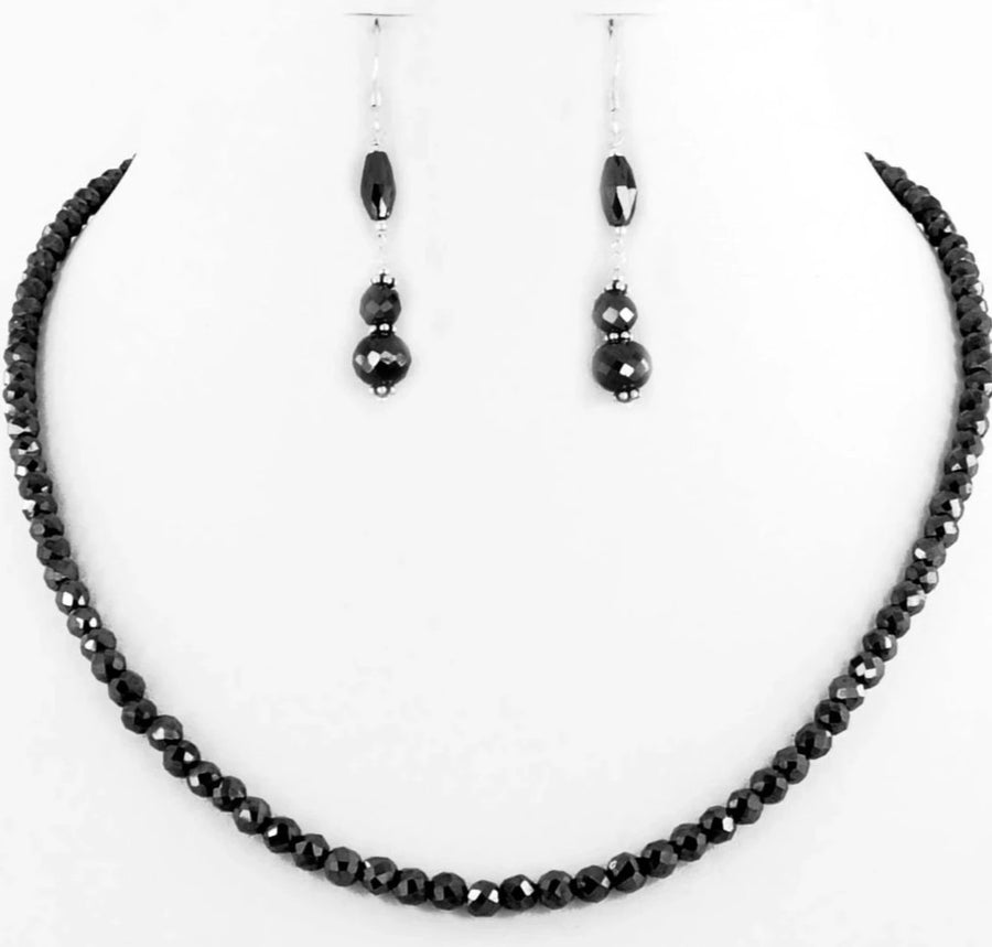 Certified 6 mm Round Black Diamond Beaded Necklace - Great Shine & Luster!  16 to 28 options.