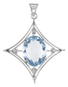 10-12cts Hydro Blue Topaz Pendant in Sterling Silver With White Diamond Accents - ZeeDiamonds