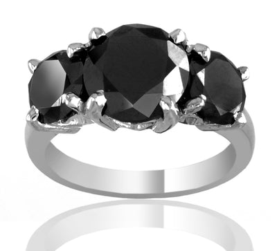 2.50 Ct AAA Certified Black Diamond Stones Ring, Beautiful Design & Shine - ZeeDiamonds